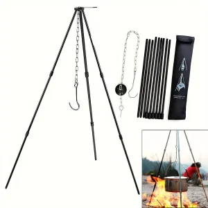 Camping Campfire Tripod Adjustable Hanging Pot Stable Campfire