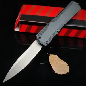 Folding Knife Stonewashed Blade Aluminum Handle Survival Tactical Tool