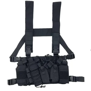 Tactical Chest Rig Bag Molle Vest with Magazine Pouch Holster Hunting Functional Two Way Walkie Talkie Holder